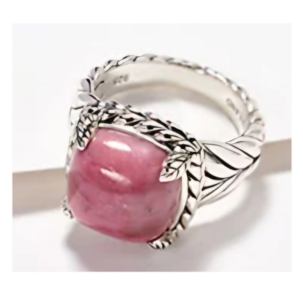 John Hardy Pink Quartz Basketweave Ring